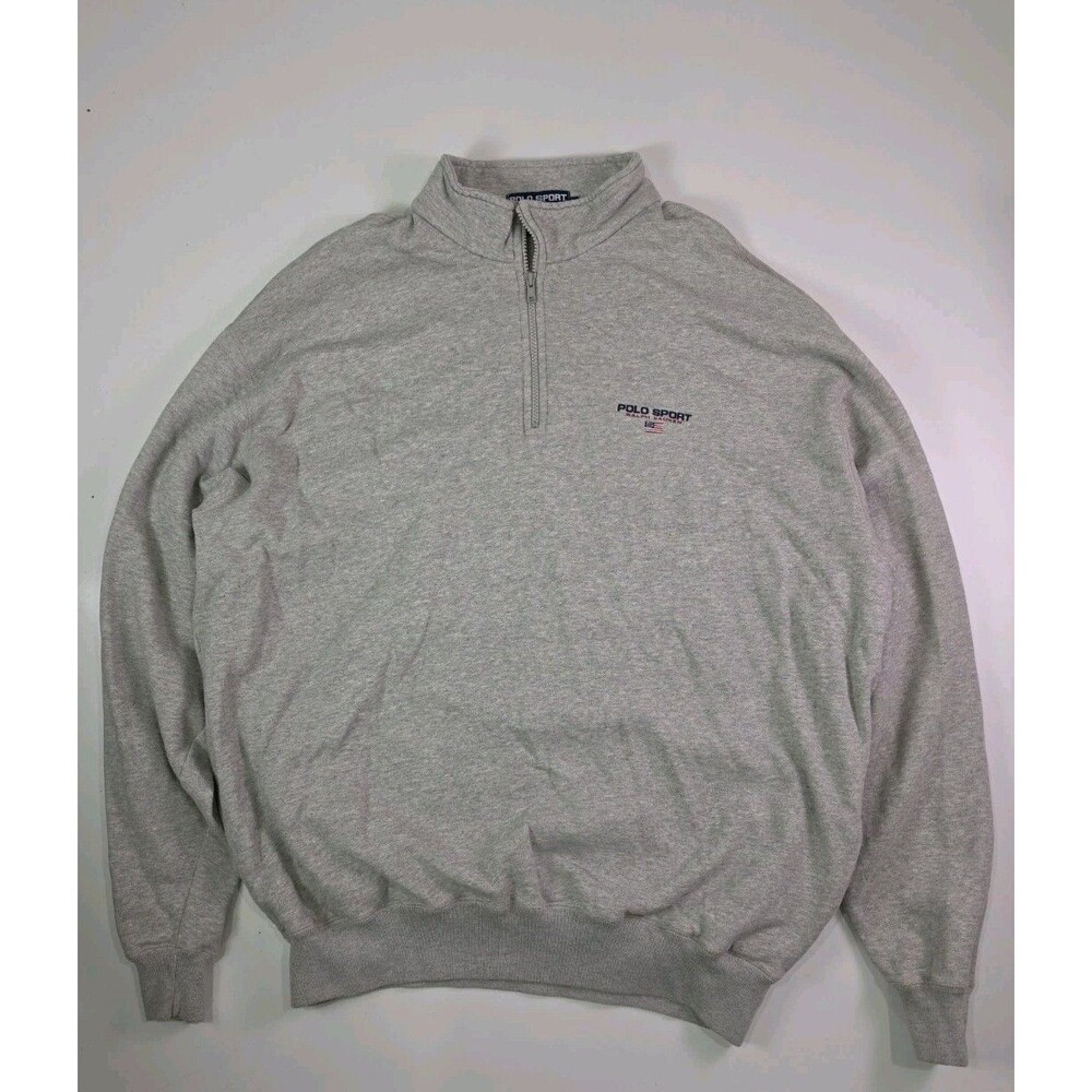 Polo Sport Ralph Lauren Vintage Grey 1/4 Zip Oversized Sweatshirt Men’s Size XL